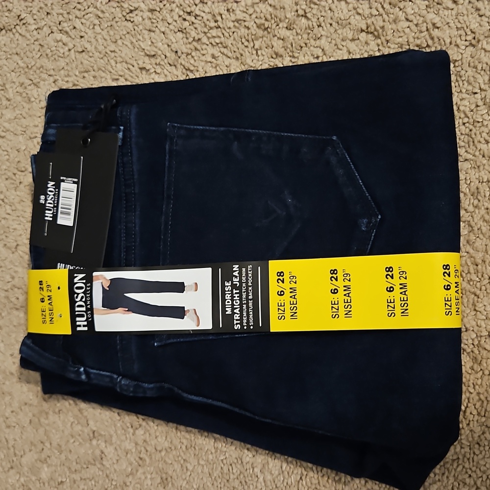 NEW! Hudson Dark Blue Wash Straight Leg Mid Rise Jeans - Picture 6 of 14